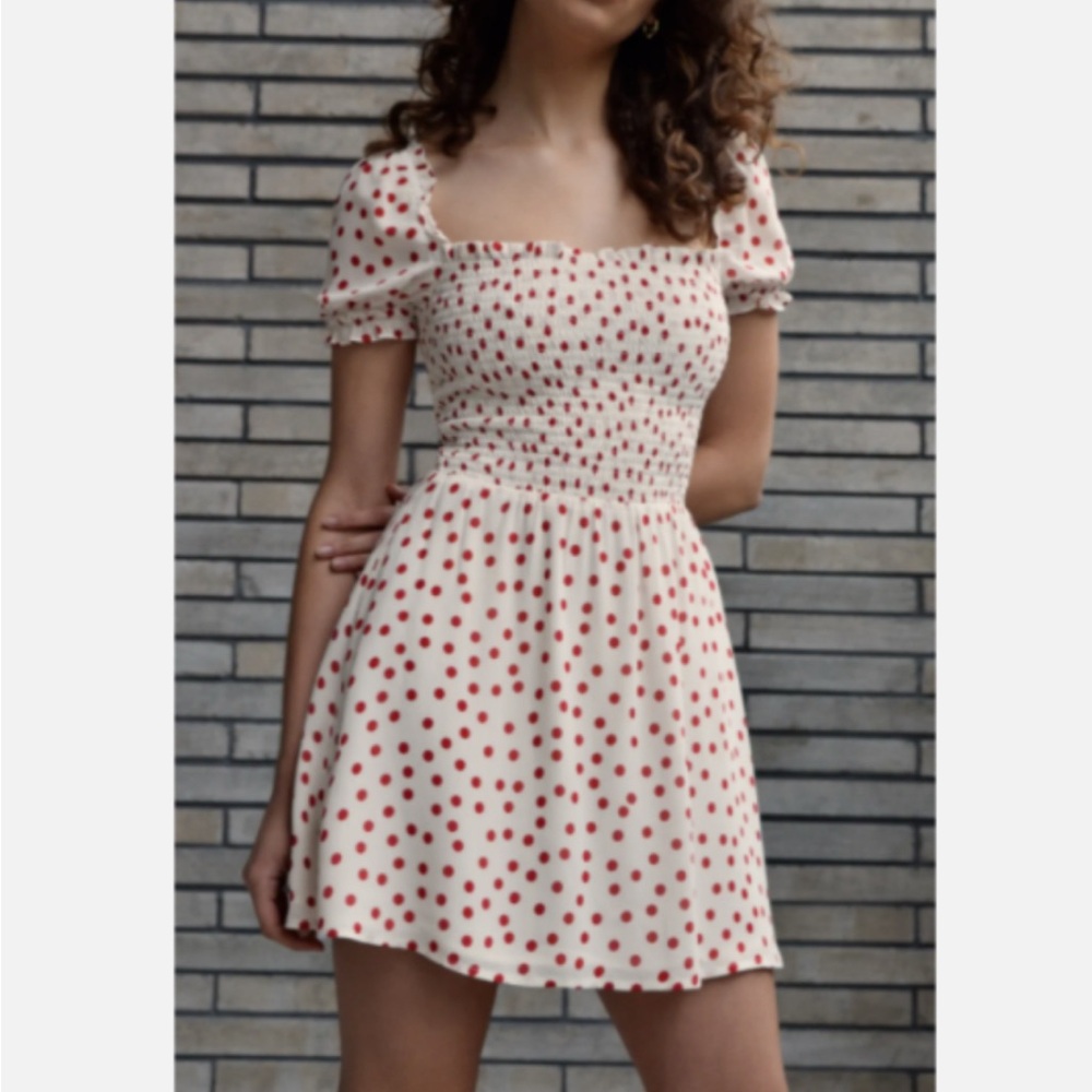 Reformation Red and White Mini Dress